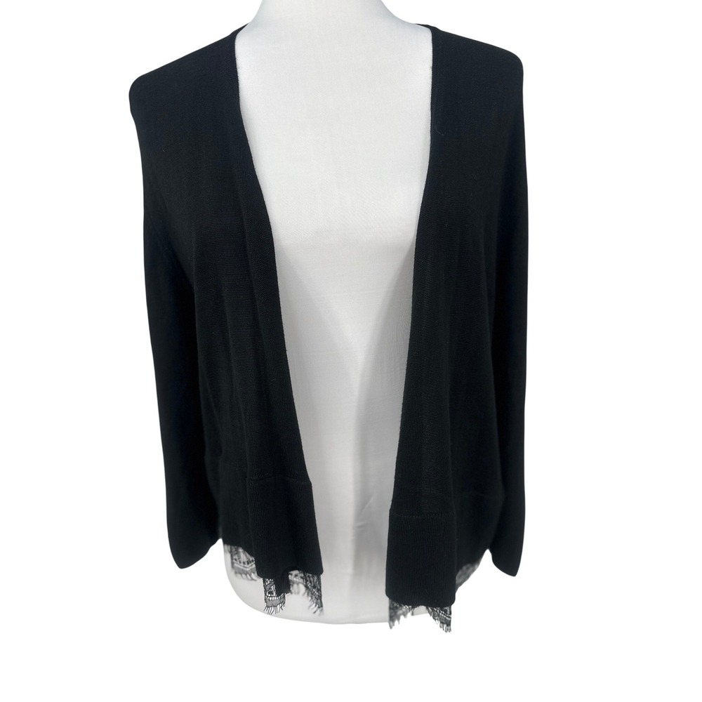 Tommy Hilfiger Cardigan Sweater Women XL Black Lace Career Lightweight Casual